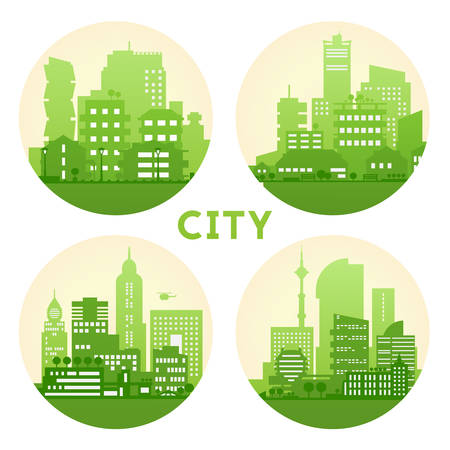 Abstract stylish cityscape circle background.のイラスト素材