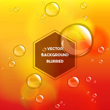Transparent water drops with text label, on trendy bright blurred backgroundのイラスト素材