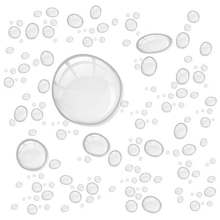 Transparent water drops, isolated on white background, easy to edit, 10 EPSのイラスト素材