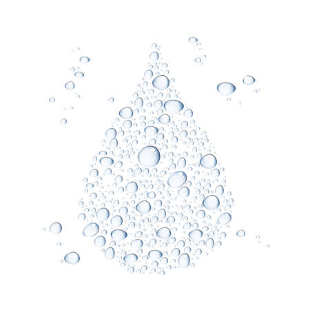 Transparent water drops, isolated on white background, easy to edit, 10 EPSのイラスト素材