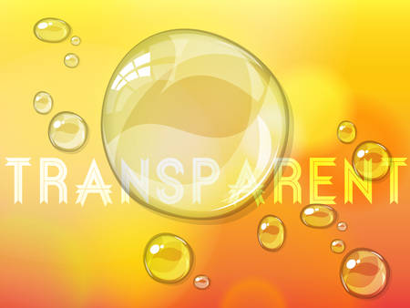 Transparent water drops with text, on trendy bright blurred backgroundのイラスト素材
