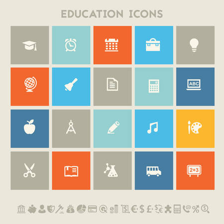 Modern flat design multicolored educational icons collectionのイラスト素材