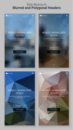Trendy blurred polygonal mobile website landing page header slider webdesign kitのイラスト素材