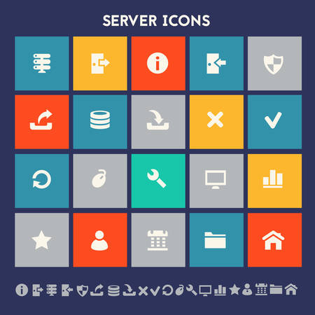 Modern flat design multicolored server icons collectionのイラスト素材
