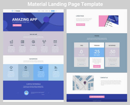 Material design responsive landing page or one page website templateのイラスト素材