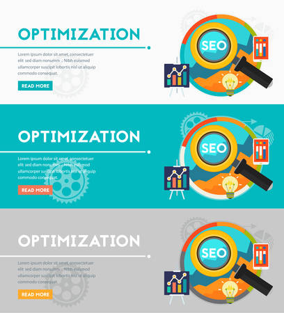 Optimization concept banner. Flat style vector illustration online web bannerのイラスト素材