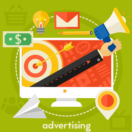 Advertising concept banner. Square composition, vector illustrationのイラスト素材