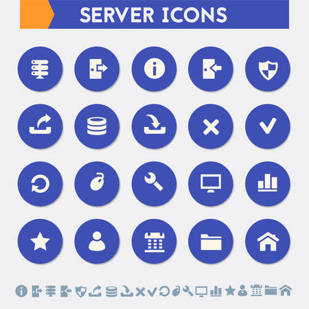 Modern flat design material server icons collectionのイラスト素材