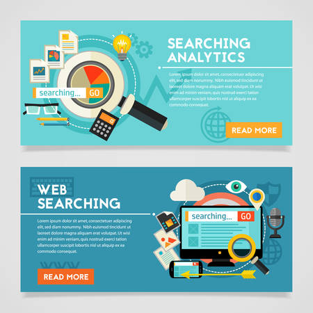 Searching Analytics concept banner. Square compositionのイラスト素材