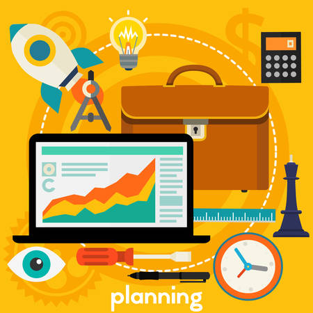 Business Planning concept banner. Square compositionのイラスト素材