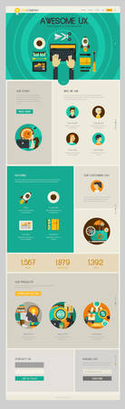 Responsive landing page or one page website template with trendy illustrations collectionのイラスト素材