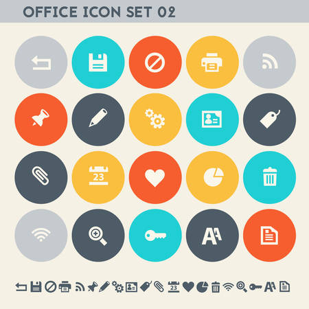 Modern flat design multicolored office 2 icons collectionのイラスト素材