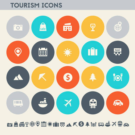 Modern flat design multicolored tourism icons collectionのイラスト素材