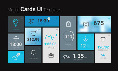 Smartphone and Tablet Mobile Cards UI Mockup Templateのイラスト素材