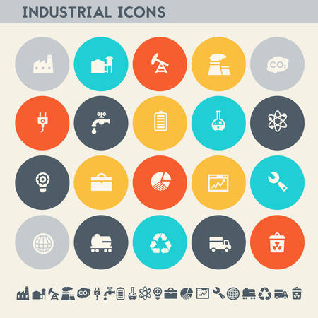 Modern flat design multicolored industrial icons collectionのイラスト素材