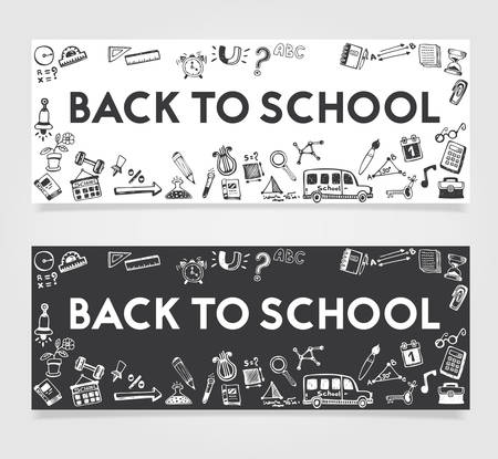 Back to School doodle text and design elements baのイラスト素材