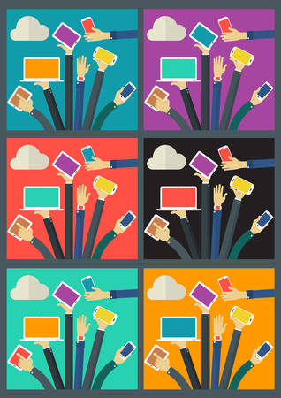 WiFi Gadget Social Network concept . Flat style  illustration online webのイラスト素材