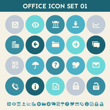 Modern flat design multicolored office  icons collectionのイラスト素材
