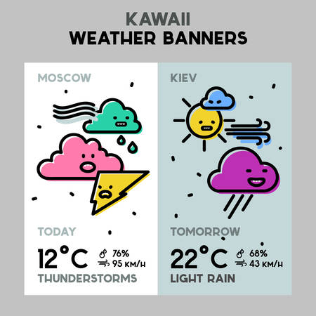 Weather conceptual for mobile apps. Line bold design illustration online webのイラスト素材