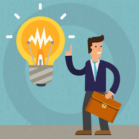 A new idea of a businessman. cartoon character illustrationのイラスト素材