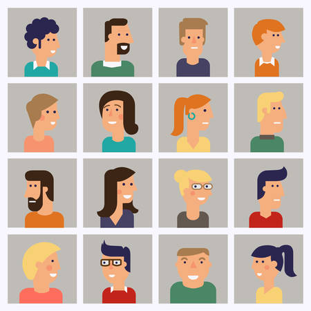 set of material cartoon avatars. Characters for webのイラスト素材