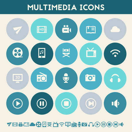 Modern flat design multicolored multimedia icons collectionのイラスト素材
