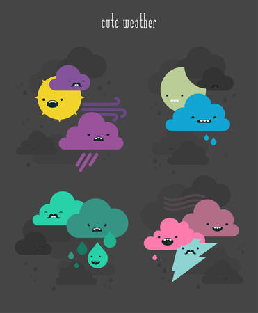 Cute weather characters collectionのイラスト素材