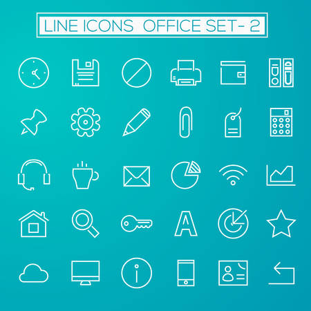 Inline Office Icons Collectionのイラスト素材