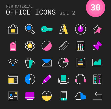 Office 2 linear icons collectionのイラスト素材
