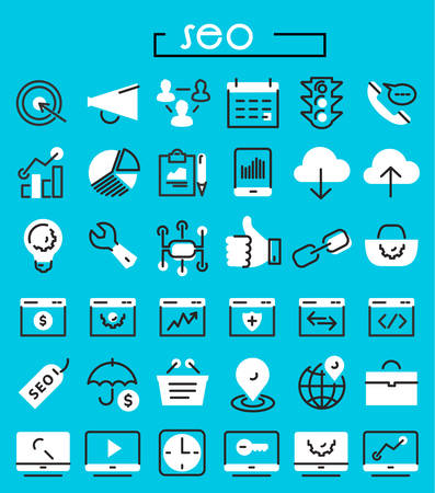 SEO thin linear iconsのイラスト素材