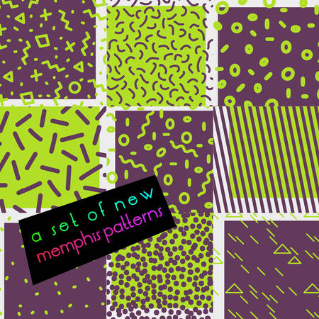 Abstract trendy vector geometric patterns pack in retro 90s styleのイラスト素材