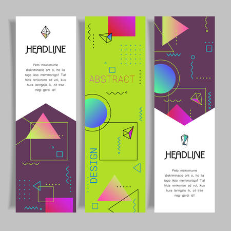 Trendy abstract vector new retro 80-90s style design geometric backround bannersのイラスト素材
