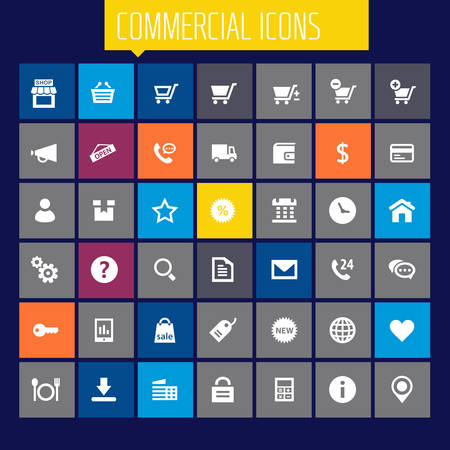 Trendy flat design big commercial icons setのイラスト素材