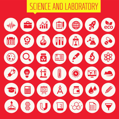 Trendy flat design Science and Laboratory icons collectionのイラスト素材