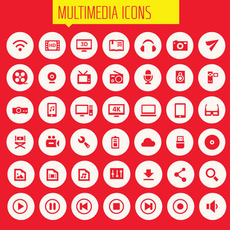 Trendy flat design big Multimedia icons setのイラスト素材