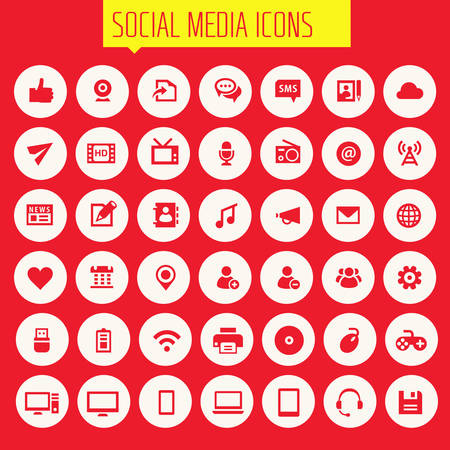 Trendy flat design big social media icons setのイラスト素材