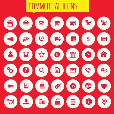 Trendy flat design big commercial icons setのイラスト素材