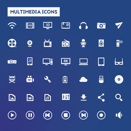 Trendy flat design big Multimedia icons setのイラスト素材