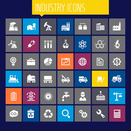Trendy flat design big Industry icons setのイラスト素材