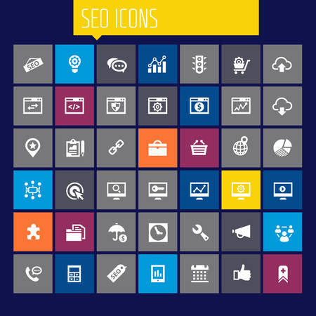 Trendy flat design big SEO icons setのイラスト素材