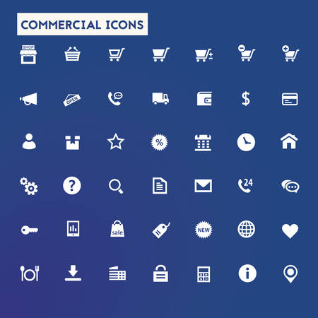 Trendy flat design big commercial icons setのイラスト素材