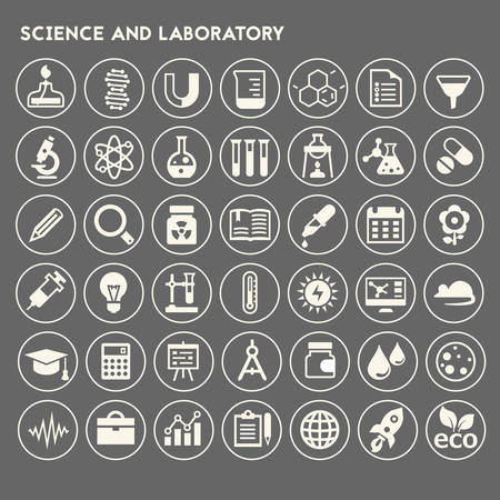 Trendy flat design Science and Laboratory icons collectionのイラスト素材