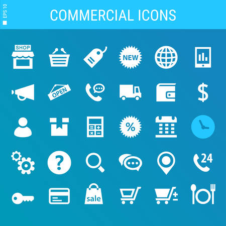 Modern flat design commercial icons collection on grayのイラスト素材