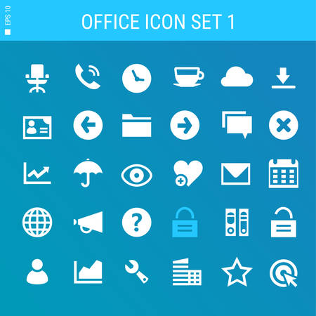 Basic flat design multicolored office 1 icons collectionのイラスト素材