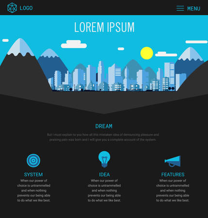 One Page Website Design with City Headerのイラスト素材