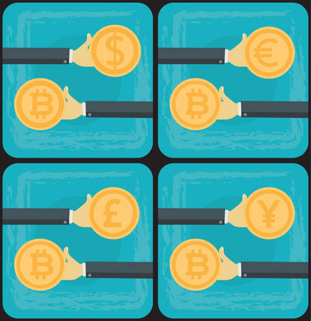 Bitcoin Growth on Cryptocurrency Markets Concept Cartoon Illustrationのイラスト素材