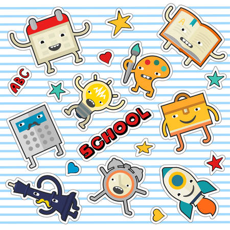 Education and school cute stickers and patchesのイラスト素材