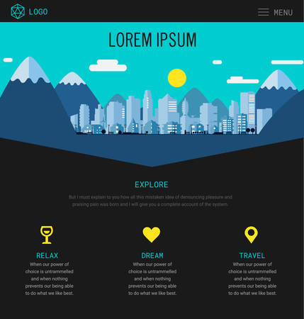 Trendy responsive landing page or one page website template, for startups and apps.のイラスト素材