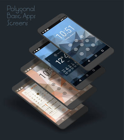 3d isometric flat design lock screen mobile UI mock upのイラスト素材