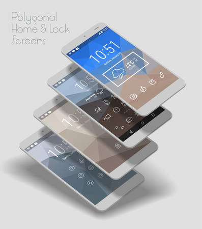 3d isometric flat design lock screen mobile UI mock upのイラスト素材